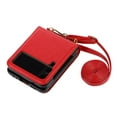 thumbnail image 3 of Funda para teléfono con tarjetero, protección de piel sintética a prueba de golpes con correa para el hombro Rojo, 3 of 9