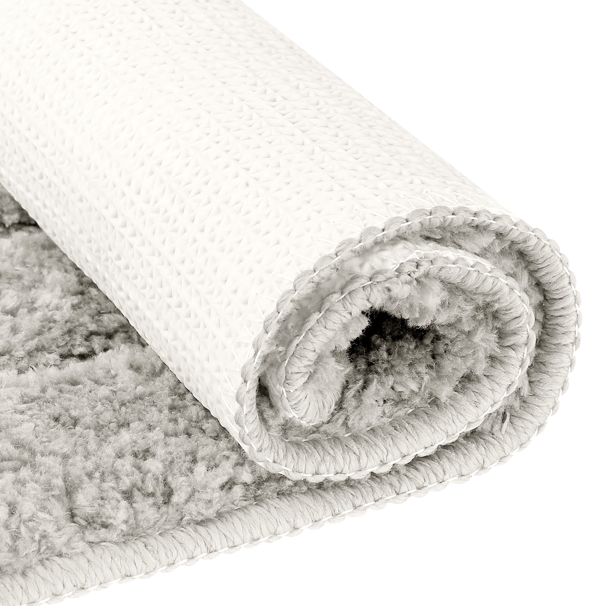 Unique Bargains Soft Absorbent Bath Mats 2 Pcs Non-Slip Plush Bathroom Rugs Light Grey 20" x 32"