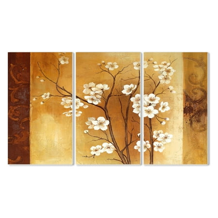 Stupell Decor White Floral With Crimson Wall Plaque - Set of 3