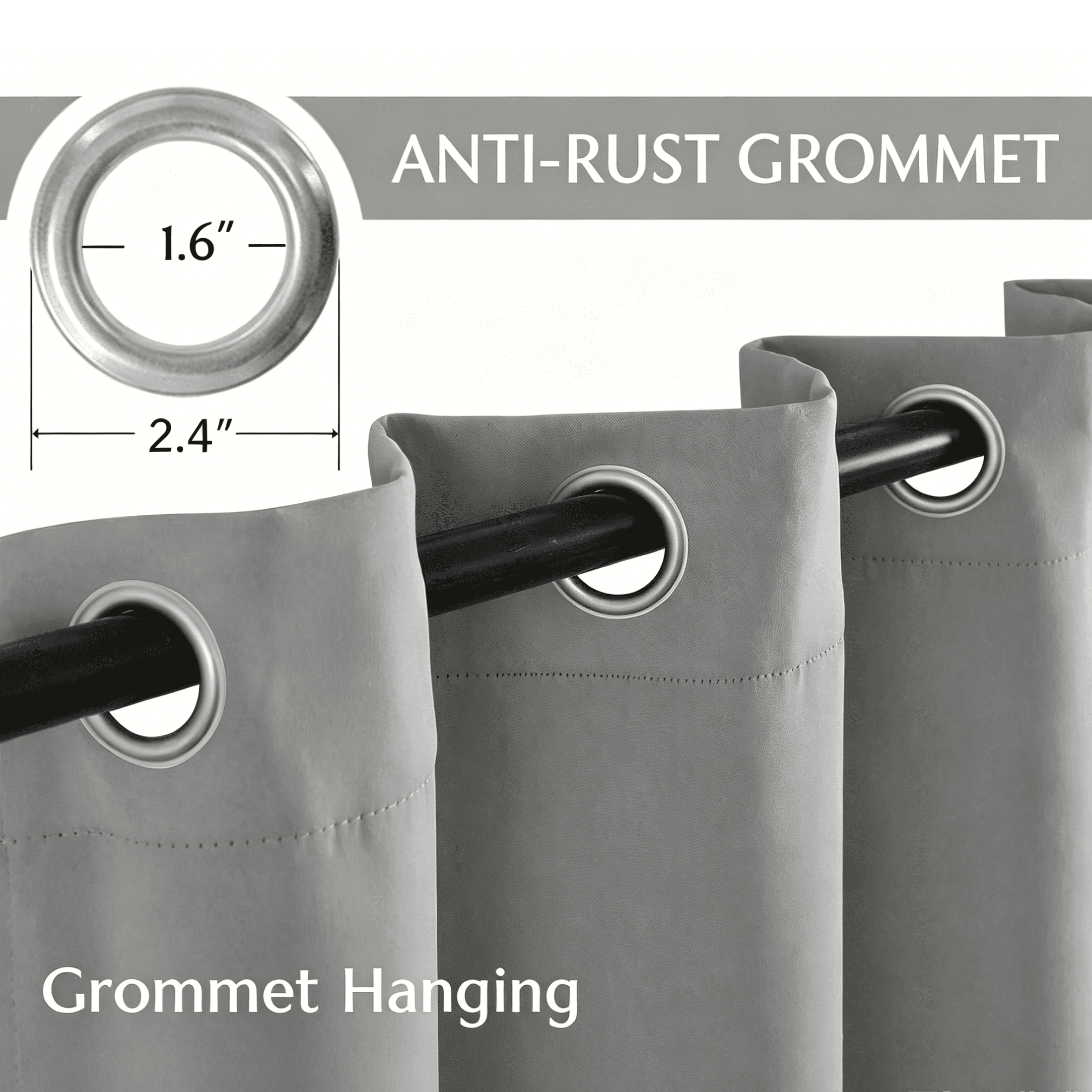 TOPICK Gray Blackout Curtains Solid Grommet Drapes for Bedroom Living Room Dining Room 2 Panels W40" x L84" inch