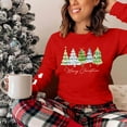 thumbnail image 4 of HOMBOM Christmas Tops for Women Graphic Red Pullover Santa Long Sleeve Crewneck Xmas Females Tee Shirts, 4 of 9