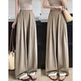thumbnail image 3 of Womens Slouchy Casual Wide-pants High-waisted Slim-fit Straight-leg pants, 3 of 5