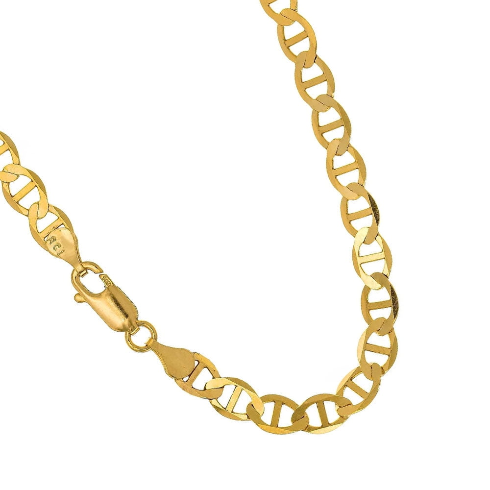 Free Shipping! 10k and 14k Solid Yellow Gold 1.2mm  5.5mm Mariner Link Chain Necklace, Lobster Claw 24"  (图3)