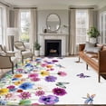 thumbnail image 2 of Spring Flowers Large Area Rugs 5x8 ft Watercolor Colorful Floral Leaf Butterfly Dragonfly Washable Rug Non Slip Indoor Carpet Absorbent Floor Mat for Living Room Bedroom Dining Room, 2 of 9