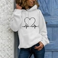 thumbnail image 2 of Fesfesfes Fall Winter Hooded Ladies Long-Sleeved Pullover Print Round Neck Hooded Sweatshirt Tops on, 2 of 5