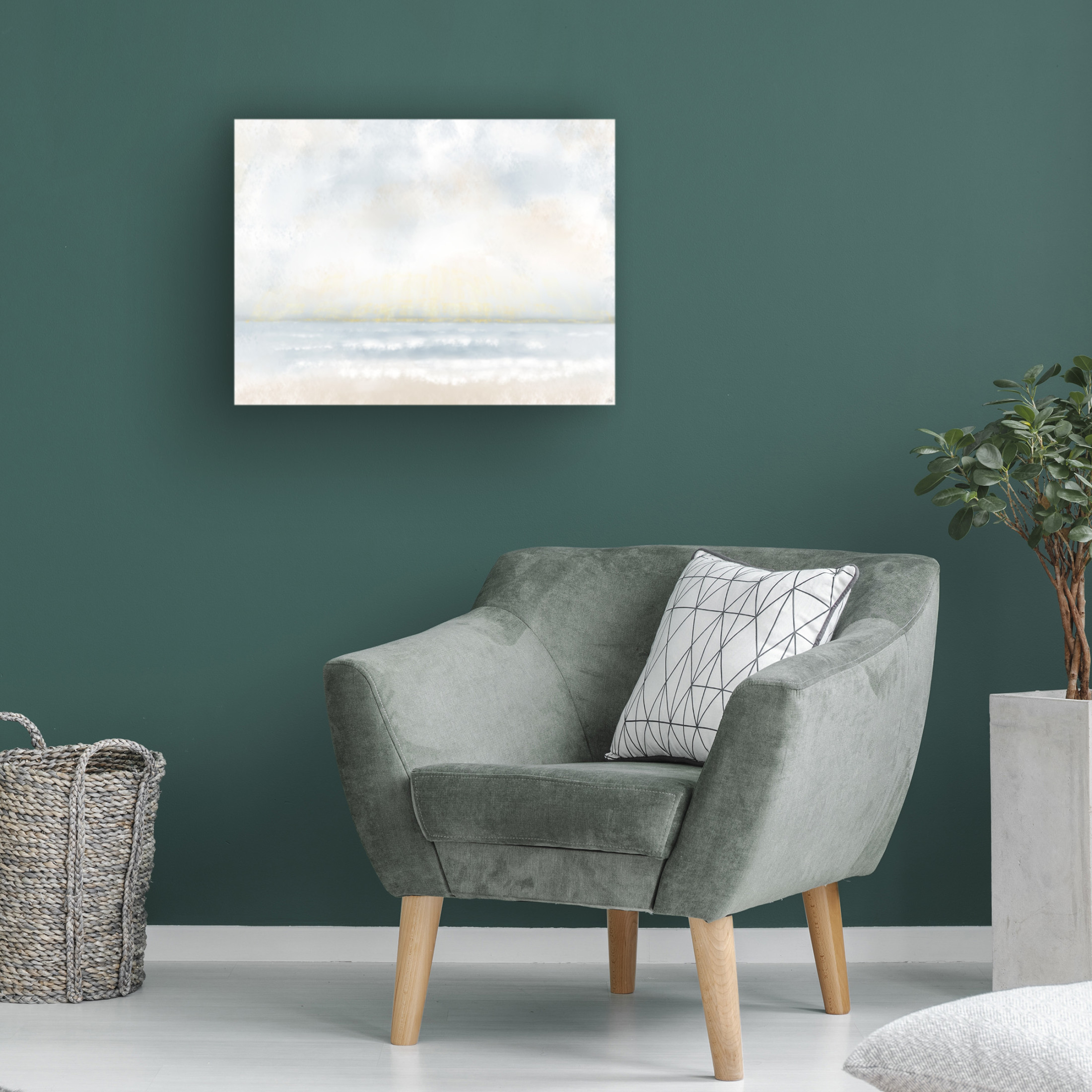 Canvas Wall Art - Line and Brush 'Vacation Beach View ' Wall Art for Living Room, Bedroom, or Office Décor by Trademark Fine Art - 19 x 14 Inches