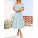 thumbnail image 3 of Vestido ZESICA para mujer, estilo bohemio, floral, playa, azul, talla L, 3 of 7