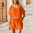 thumbnail image 6 of ibiyuan 2 Piece Outfits For Women Women's Summer Casual Outfit Pleated Short Sleeve Top and Shorts Two Piece Set, 6 of 9