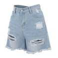 thumbnail image 6 of Womens Ripped Jeans Shorts Fashion Sexy Stretch Ripped Tassel Slim Denim Baggy Dressy Casual Womens Jorts with Pockets S-4XL, 6 of 6