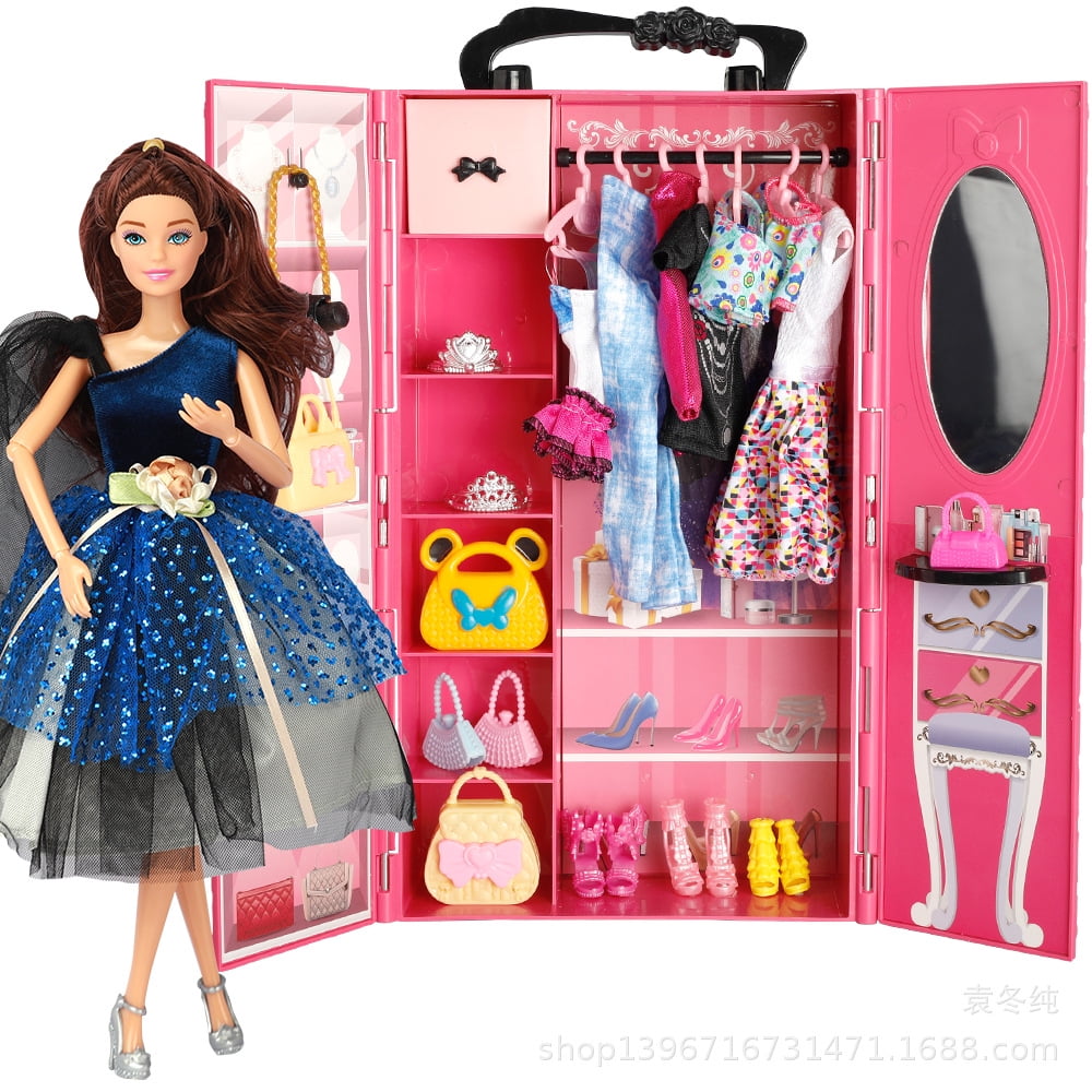 66pcs set Barbie Doll Dresses Shoes jewellery Clothes Accessories Dress Up Game For 30cm Doll