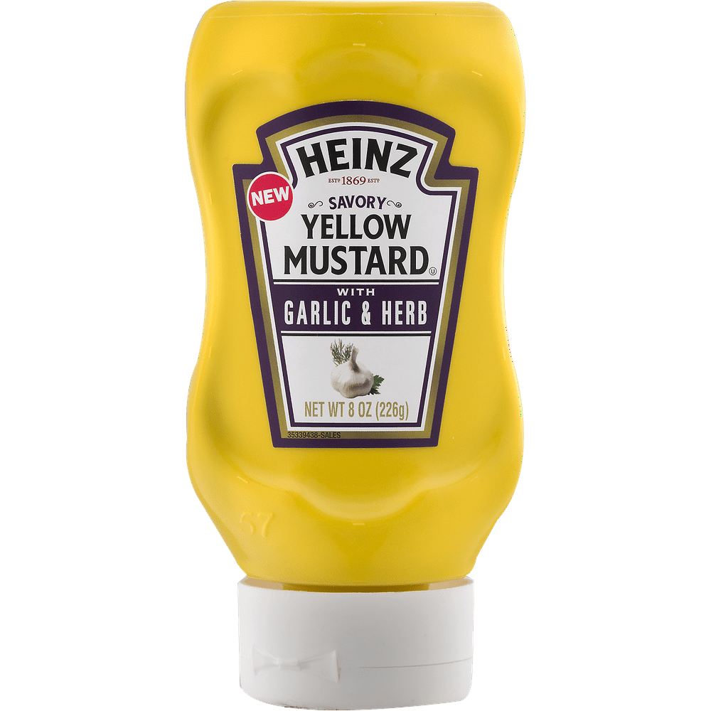 Heinz Yellow Mustard Savory Garlic & Herb, 8 oz, Bottle