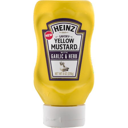 Heinz Savory Yellow Mustard with Garlic & Herb, 8.0 Oz. 