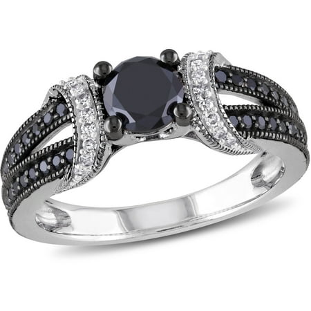 1 Carat T.W. Black and White Diamond Fashion Ring in Sterling Silver (5.5mm and 0.9mm)