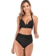thumbnail image 3 of Trajes de baño europeos y americanos Trajes de baño sexys de cintura alta Bikini con estampado dividido para mujer, 3 of 5