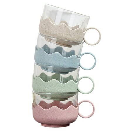 

4pcs Delicate Glass Cups Milk Cups Drinking Cups Water Cup Thicken Juice Cups