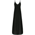 thumbnail image 3 of Gupgi Female Solid Color V-Neck Sleeveless Dress Spaghetti Strap Sundress, 3 of 8