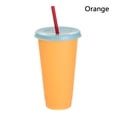 thumbnail image 1 of New Multicolor Portable Discoloration Coffee Straw Cup Plastic Cup Drink Ware ORANGE, 1 of 1