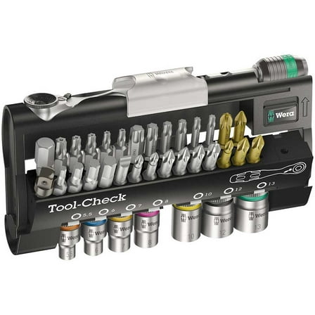 Wera 05073220001 Tool Check Mini Bit Ratchet, Socket & Bit Set, 38 Piece