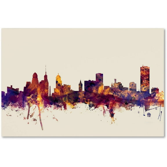 Trademark Fine Art "Buffalo New York Skyline" Canvas Art by Michael Tompsett