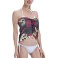 thumbnail image 4 of JUNZAN Women Chiffon Short Sarongs Cover Ups Beach Swimsuit Wrap Skirt,Roses Skulls, 4 of 7