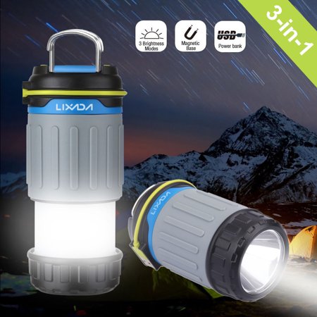 - Lixada 3W 330LM 1 LED Rechargeable Camping Lantern Light 3 Lighting Modes Power Bank with USB Port Magnet Ultra Bright Portable Tent Work Emergency Light Camping Maintenance Use