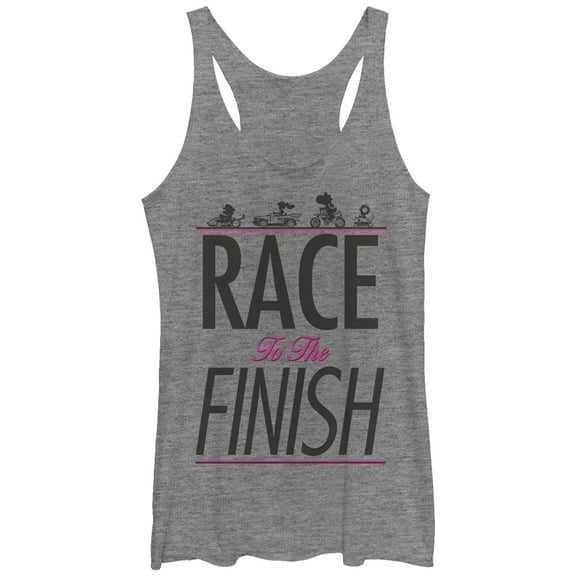 Women's Nintendo Mario Kart Race to the Finish  Racerback Tank Top Gray Heather Small