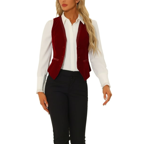 CHALECO DE VELVET INSPIRADOR CHIC PARA MUJERES, SIN MANGAS, ESTILO RETRO, BLAZER STEAMPUNK, VESTIDO ELEGANTE, COLOR BURDEOS