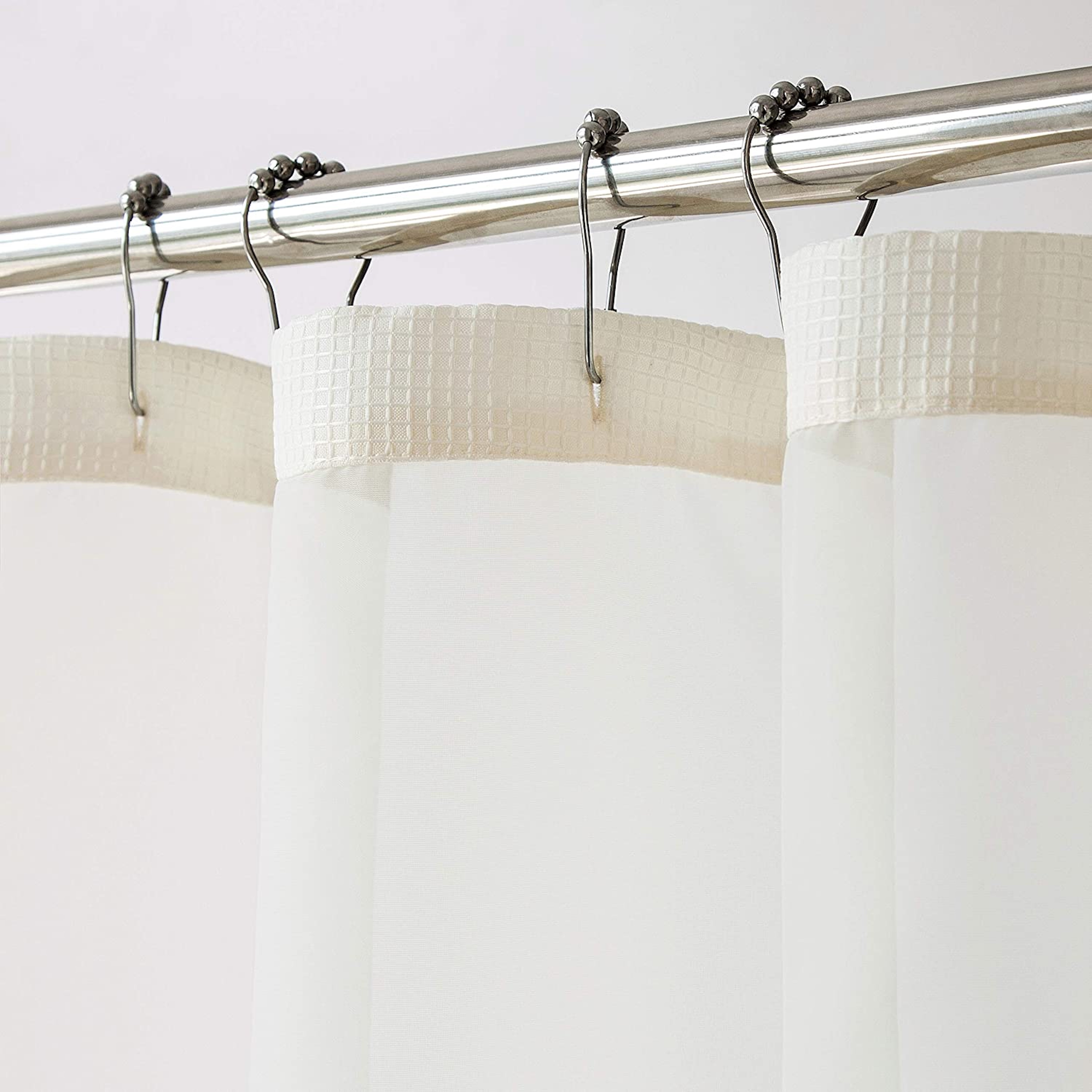 Dainty Home Complete 2 in 1 Waffle Weave Hotel Spa Style Fabric Shower Curtain Snap On/Off Waterproof Detachable Liner Set, 72 inch wide x 72 inch long in Beige