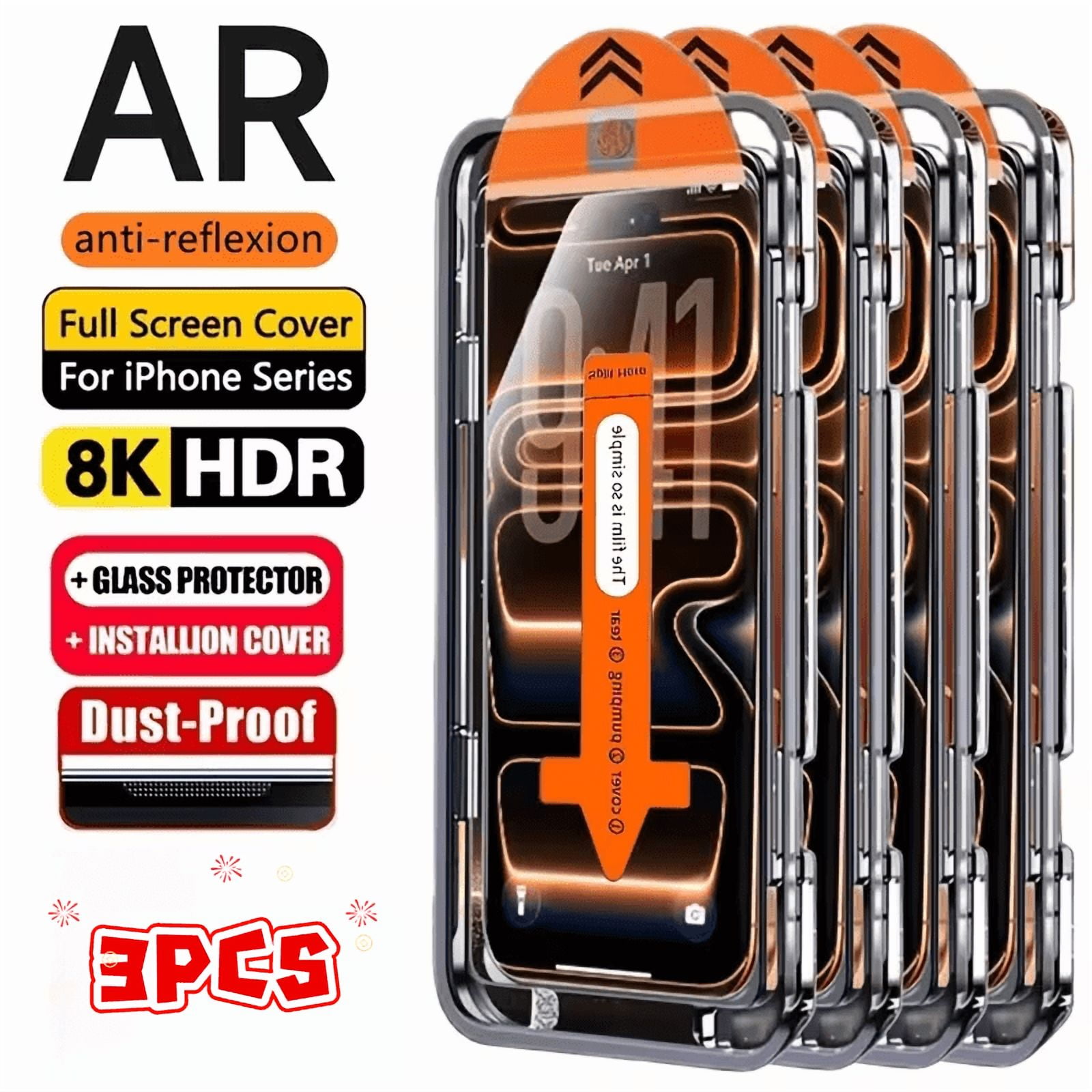 3 Pack Ultra HD Tempered Glass Screen Protector for Apple iPhone 16/16 Pro/16 Plus/16 Pro Max