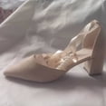 thumbnail image 4 of Hinvhai Women's Pointed Toe Pumps Bow Ankle Strap Chunky High Heels Dress Wedding Shoes Khaki 9(42), 4 of 9