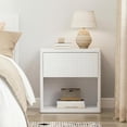 thumbnail image 6 of Brafabhome Fluted Nightstands with Drawers for Bedroom, Modern Curved Profile Bedside Table with Open Shelves, Accent End Table with Hidden Drawer for Living Room, Set of 2 | White, 6 of 8