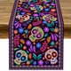 thumbnail image 1 of SinceroCamino de mesa de lino rústico, diseño de calavera de azúcar mexicana, decoración para el hogar, cocina, comedor, Día de los Muertos, 33 x 183 cm, 1 of 5