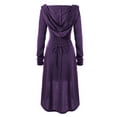 thumbnail image 5 of hirigin Women Halloween Costume Solid Color High Low Long Sleeve Hooded Dress for Party Role-playing Cosplay, 5 of 9