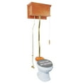 thumbnail image 7 of Renovators Supply High Tank Pull Chain Toilet w/Light Oak Wooden Flat High Tank 59" to 74" Adjustable Height Brass Z Pipe and Round Toilet Bowl, 7 of 7