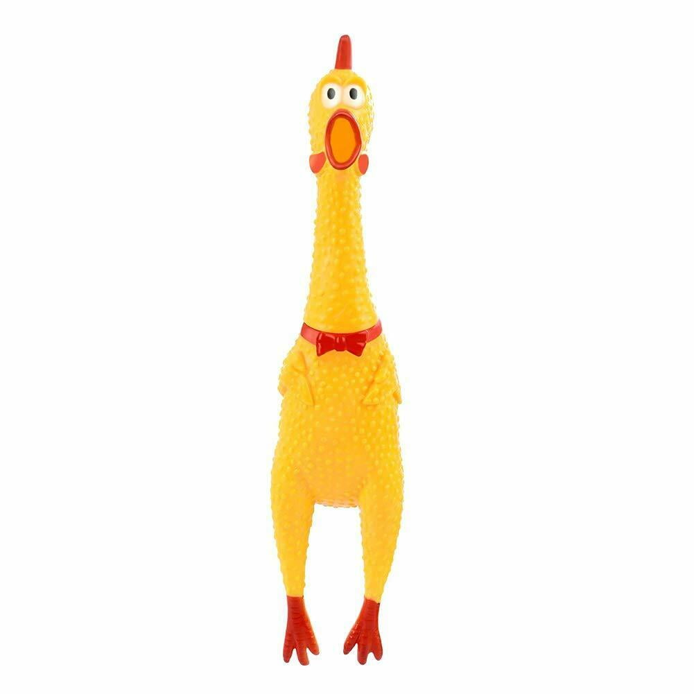 Novelty Place Extra Load Squawking Chicken Dog Toys Large 16” Yellow Rubbeer 