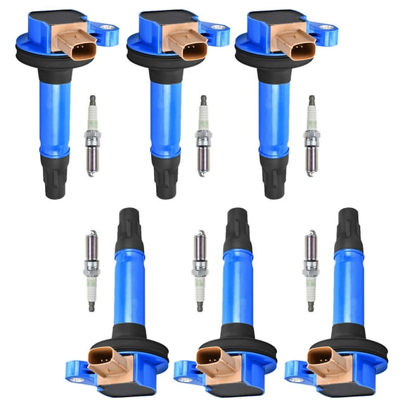 Set of 6 High Performance ISA Ignition Coils and NGK Platinum Spark Plugs Compatible with 2013-2019 Ford Flex 3.5L V6 Replacement for UF646