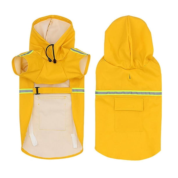 L Chubasqueros para perros grandes con capucha con tira reflectante, chaqueta poncho de lluvia para perros