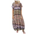 thumbnail image 1 of CHOK Femmes Robes Été Sans Manches Grande Taille en Vrac Floral Quotidien Lin Imprimé Longue Maxi Robe Décontractée Bleu XXXXL, 1 of 4