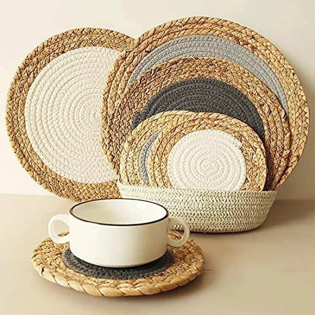 36cm Tableware Placemat Non-Slip Insulated Mat Round Woven Placemat 4PCS