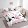 thumbnail image 2 of 7 Piece Pink Girly Dress Bedding Sets Queen Modern Fashion Woman Dress Bed in a Bag Modern Comforter Set with Sheets Girly Bed Set Black High Heels Romantic Makeup Print Sheets, 2 of 5