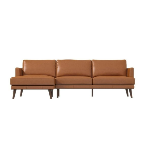 Tamarine Living Room L-Shaped Tan Leather Corner Sectional Couch