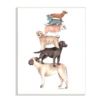 Stupell Industries Mixed Stacked Dog Breeds Standing Balancing Illustration Graphic Art Unframed Art Print Wall Art, Design by Dishique
