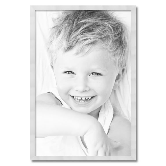 ArtToFrames 24x36 Inch Satin White Picture Frame, This White Wood Poster Frame is Great for Your Art or Photos, Comes with 060 Plexi Glass (4310)
