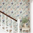 thumbnail image 2 of S4Sassy Removable Nature-Inspired Waterproof Wall Wrap, Textured Finish Wallcover, Flower & Birds Contact Paper For Walls, Cabinets, Dresser, Self Adhesive Vinyl Wallpaper Roll - Blue (25"X240"), 2 of 9