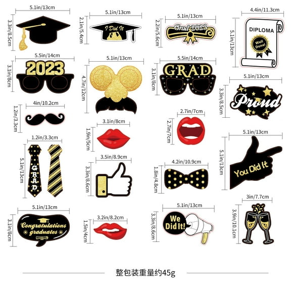 Party Favors,Graduation Decor,Photo Booth Props 2023 Party Decoration Supplies 2023 Clof 2023 for College High School Real Glitter,Class Of 2025 Decorations,Graduation Gifts
