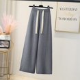 thumbnail image 2 of Pantalones anchos de punto casuales rectos con cordón para mujer, pantalones largos de fregona de cintura alta holgados y drapeados de estilo perezoso para otoño e invierno para mujer, 2 of 5