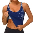 thumbnail image 3 of Rateoe Christmas Blue Print Womens' Sports Bras Scoop Neck Sports Vest- Padded U Back Seamless High Impact Support-Large, 3 of 8
