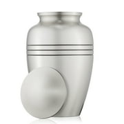 Reminded Adult Cremation Memorial Urn for Human Ashes, Pewter Etched Cross Brass Funeral Urn with Velvet Bag