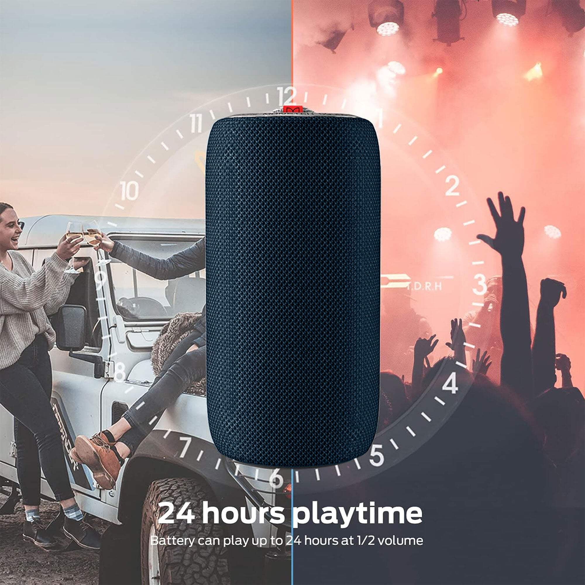 Monster S310 Portable Bluetooth Speaker, 30W True Stereo Sound, Bluetooth 5.2, Waterproof, Built-in Mic, 24-Hour Battery, Outdoor Use