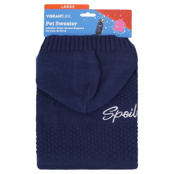 Vibrant Life Holiday Waffle Knit Spoiled Sweater for Dogs, Blue, L
